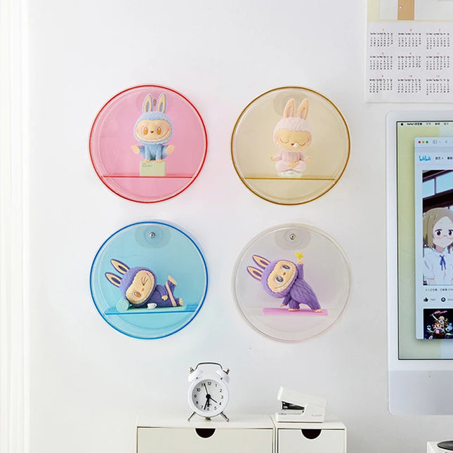 Transparent Wall Mounted Circular Display Cabinet Blind Box Display Rack for Labubu DIY Figure Doll Storage Box for Collector