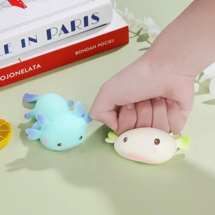 1/4pcs Axolotl Squeeze Ball Cute Fish Relax Cartoon Antistress Squishy Stress Relief Slow Rising For Adult Kids Stretch Toys