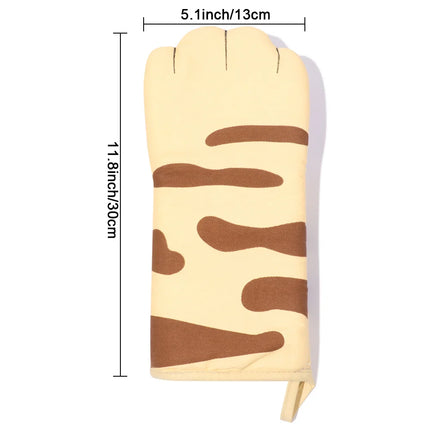 1Pc Cute Cartoon Cat Paws Pattern Oven Mitts Cotton Insulation Gloves Anti-Scalding Heat Resistant Baking Supply Microwave Tool