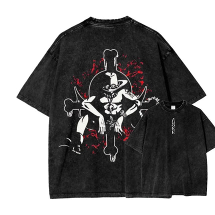 2026 New ACID WASH TEE ONE PIECE Anime Printed T-shirt Men's and Women's Washed T-shirt High Quality Vintage Cotton T-shirt Top