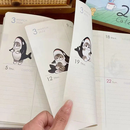 2026 Cute Cate Notebook Color Page Design Style School Specific Notebook Student Memoirs Excerpt Diary School Specific Notebook