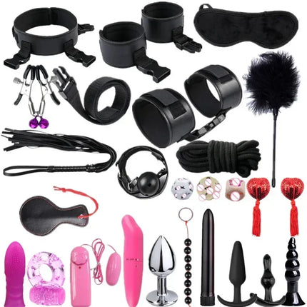 Leather Bondage Set BDSM Fetish Handcuffs Collar Erotic Toys Women Couples Adult Play Erotico Sexy Toys Sex Toys for Women Slave