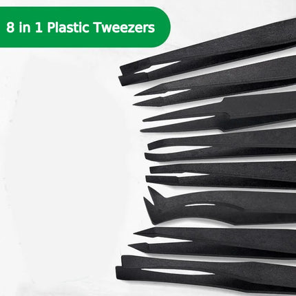 8pcs/Set Anti-Static ESD Plastic Tweezers Set Curved & Straight Forceps for Electronic PCB Repair Anti-Static Hand Tools