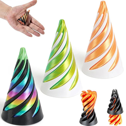 2/3/5/7pc Set 3D Printed Spiral Cone Prelearning 3D Printed Toy Spiral Pyramid Fidget Toy Stress Relief Christmas Gifts Ornament