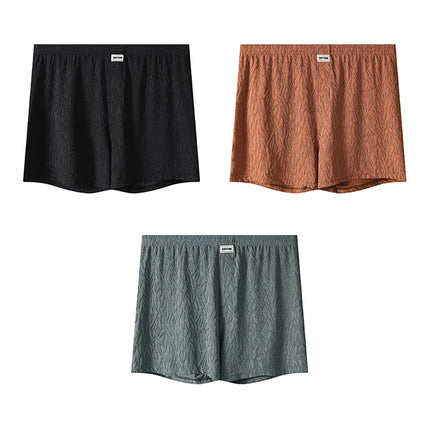 1/3PCS Casual Loose Jacquard Knit Men's Short Panties Cool Ice Silk Breathable Men Underwear Comfortable High Elastic Underpants