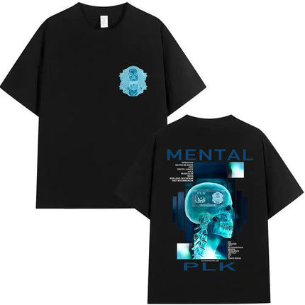 2025 Summer Rapper MENTAL PLK Album Merch T Shirt Men's Gothic Fashion Short Sleeve T-shirt 100% Pure Cotton Printed T-shirt