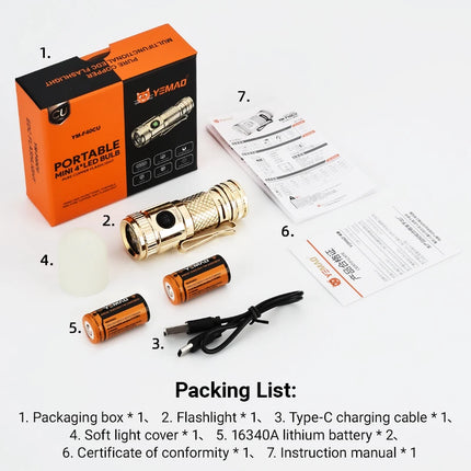 1200lm Mini Flashlight EDC Torch with 4* LEDs and Red Flash Aux LED Copper Metal Pen Flashlight with Magnetic Base Emergency