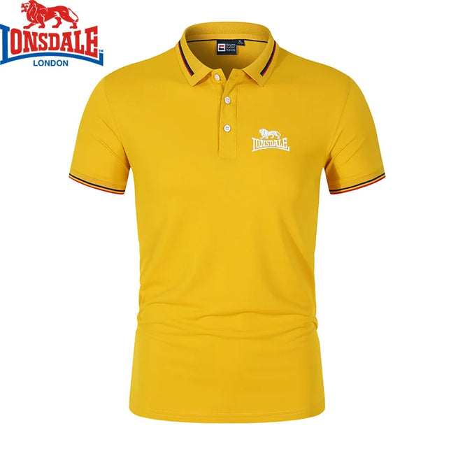 Embroidered LONSDALE New Summer Polo Shirt Men Hot High Quality Men's Short Sleeve Top Business Casual Polo-shirt for Men