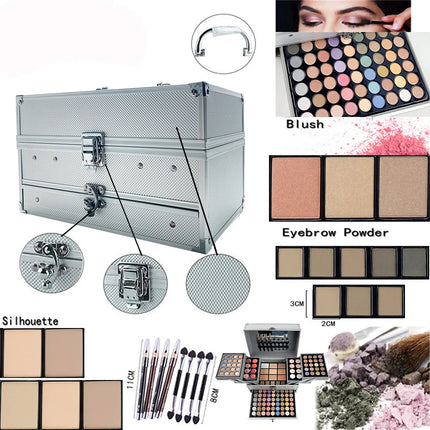132 Color Makeup Gift Kit Full Set Box Face Powder Eyeshadow Palette Lipstick Concealer,Eyebrow Blush All In One Makeup Gift Set