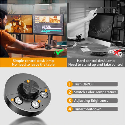 2-Headed LED Desk Lamp for Office Home Eye-Caring Architect Lamp with Clamp USB 3 Color Flexible Adjustable Lighting Table Lamp