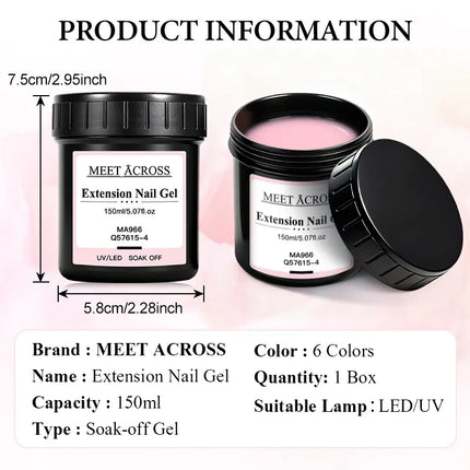 150ml Large Capacity Quick Extension Nail Gel Polish Nude Pink Milky White Builder Nail Art Varnish Manicure DIY Nail Supplies