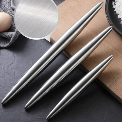 1Pc Stainless Steel Rolling Pin Kitchen Utensils Dough Roller Bake Pizza Noodles Cookie Dumplings Making Non-stick Baking Tool