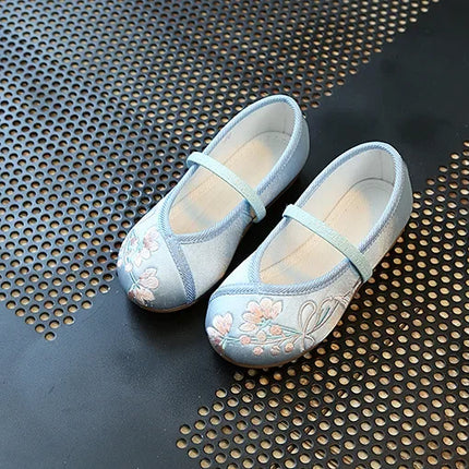 Children Fashion Girls Embroidered Shoes Chinese Ethnic Style Princess Dance Shoes Kids Causal Ancient Hanfu Shoes Handmade Flat