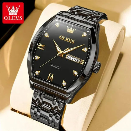 OLEVS 5528 Men's Watches Luxury Tonneau Original Top Brand Quartz Watch for Men Waterproof Luminous Week Date Male Wristwatch
