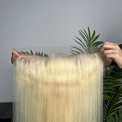 #613 Blonde Color Straight Hair 13x4 13x6 HD Lace Frontal Pre Plucked Melt Skins Invisible HD Lace 100% Raw Virgin Human Hair
