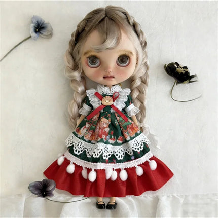 For Blythe Doll Lace Fairy Princess Dress Outfit Clothes Cartoon Colorful Fastfood Skirt Animal Clothing OB24 OB22 1/6 Ropa Gift