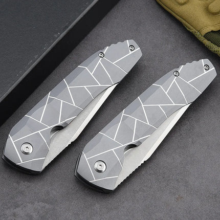 Free Wolf K199 Pocket Folding Knife D2 Blade Aluminium Alloy Handle Bearing Flipper Camping  Outdoor Survival EDC Utility Knife