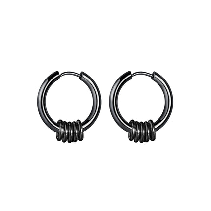 1 Pair Stainless Steel Hoop Earrings for Men Women Small Circle Metal Ball Anti-allergic Ear Buckle Rock Hip Hop Jewelry