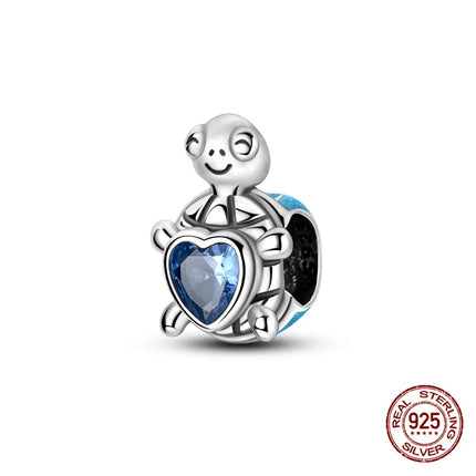 Charm 925 Silver Blue Ocean Life Theme Charm Beads Fit 3mm Original Bracelet For Women DIY Pendants Luxury Jewelry Gift Hot Sale