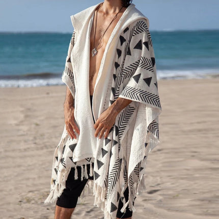 Vacation Seaside Beach Casual Loose Mens Robes Summer Outdoor Leisure Breathable Sunproof Cloaks Men Ethnic Printed Cardigans