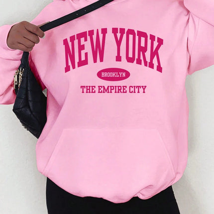 New York City Brooklyn Creative Letter Printed Female Hoodies Multicolor Loose Hoody Y2K Street Sportswear Fleece Hoodie Unisex