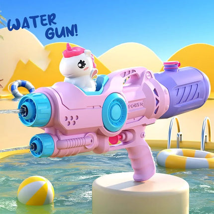 2026 Summer Single Double Nozzle Water Gun, Large Capacity Cartoon Unicorn Duck Water Gun, Outdoor Beach Water Play Toy