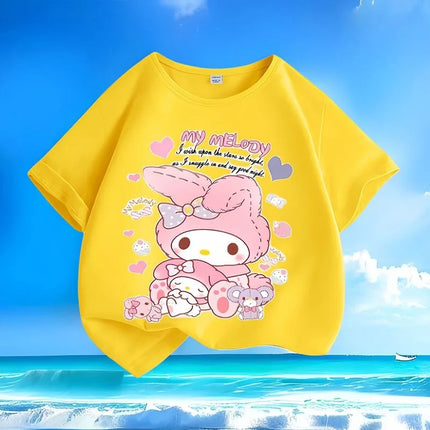 Limited Time Low Price Kuromi Kids T-Shirts | Trendy Summer | Cute Cartoon Crew Neck Loose & Versatile Tops for Boys & Girls