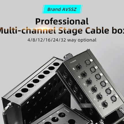 Multi-channel Al alloy Cable Blank Cable Box 16/24/32 Channels for Stage Mobile Audio XLR Male Female Audio Signal Cablebox hole