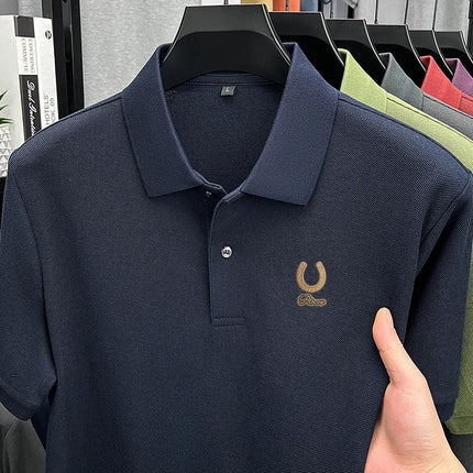 100%Cotton High Quality Men New Short-Sleeved Polo Shirt Lapel Button Various Colors Embroidery Comfortable Ventilate Men's Wear