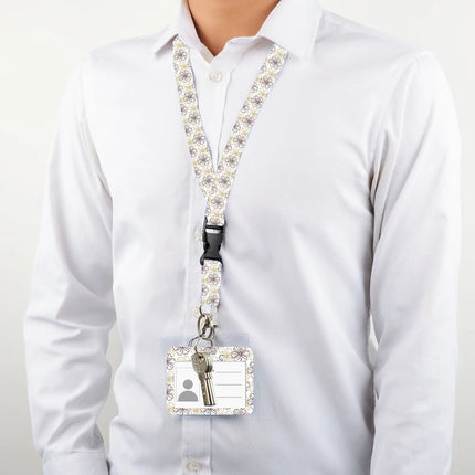Flower design Lanyard Business Credit horizontal Card Holder Neck Strap Keychain Hang Rope ID Badge Holder Lariat Lasso