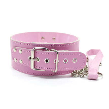 Sexy Collar And Steel Leash Leather Bdsm Fetish Bondage Restraints Adult Game Collars Sex Toys Slave Erotic Neck Ring products