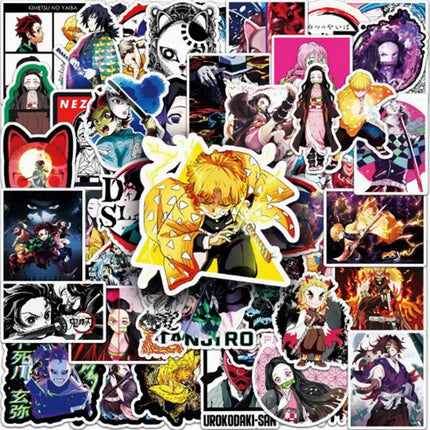 50pcs Various Cartoon Demon Slayer Graffiti Sticker Waterproof DIY Decals for Phone Ipad Luggage Thermos water bottle Decor