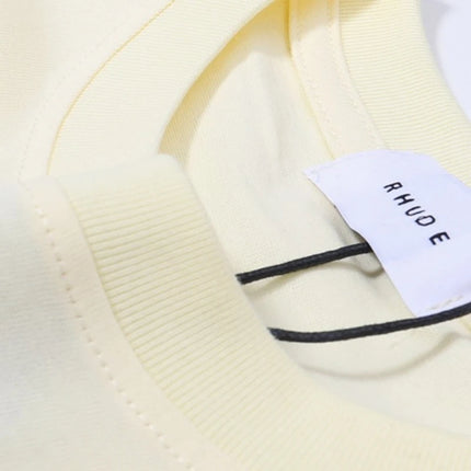 Streetwear Trend Rhude T-shirt Casual Logo Print Short Sleeve Summer Men Women High Quality Cotton Top Tee