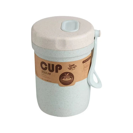 Wheat Straw Coffee Cups, Portable Microwaveable Breakfast Cup, 3 Colors Reusable Healthy Drinking Mugs with Spoon for School Off