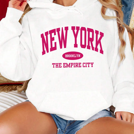 New York City Brooklyn Creative Letter Printed Female Hoodies Multicolor Loose Hoody Y2K Street Sportswear Fleece Hoodie Unisex
