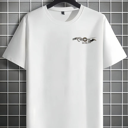 Summer New Men's Personalized Flower and Letter Printed Breathable and Comfortable Round Neck T-shirt Outdoor Casual Top