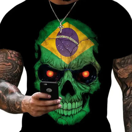 Skull 3D T-shirt for Men Fashion Hip Hop O-Neck Short Sleeve Shirt Harajuku Men's T-shirt Oversized T-shirt Men's Clothing