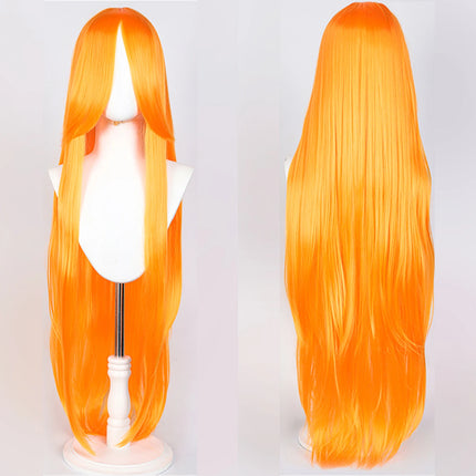 100CM Long Straight Wig With Bangs Synthetic Cosplay Wig For Women Pink Purple Cosplay Wigs for Party For Halloween