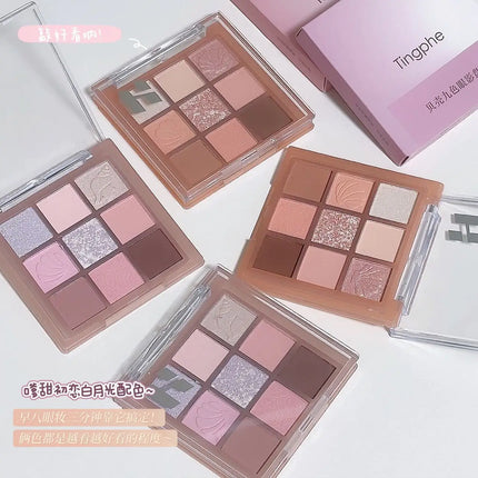 DIKALU New Shell Nine Color Eyeshadow Plate Powder Purple Low Saturation Earth Blush High Light Lying Silkworm Brightening Compr