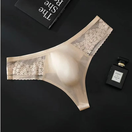Sexy Mens Seamless Thong Ice Ultra Thin Sports Fitness Bulge Pouch G-string Male Panties Low Waist