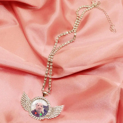 For John Pork Is Calling Answer Call Phone Humor Funny Pig Lover Graphic The Moon Necklace Angel Wings Pendant Necklace Jewelry