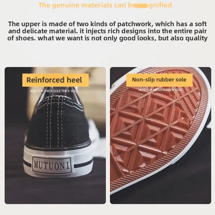 Flat Bottom Canvas Shoes Women's Versatile Low Cut Rubber Sole Pure Color Adult Slip-On Fashion Trendy White Sneakers