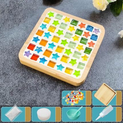 Handmade DIY Mosaic Cup Mat Bottom Bamboo Pad Early Education Free Creation Handicraft Toys