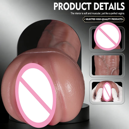 Realistic dildo SoftSilicone penis and Vagina 2-in-1 Masturbator Cup Vagina Masturbation Blowjob Adults Sex Toys Male Mastubator