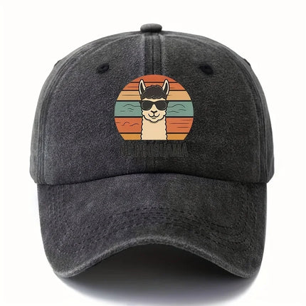 Male and female cartoon alpaca baseball cap with curved brim suitable for outdoor activities such as camping and travel