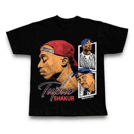 Tupac Shakur Crew Neck Printed T-Shirt Women Men Oversize Fit Short Sleeve Street Harajuku High Quality Cotton Casual Clothing