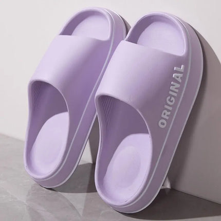 Feslishoet Women's Letter Slippers, Beach Slides, Solid Color Men's Thick Sole Indoor Bathroom Anti-Slip Shoes, Summer Couple Sandals