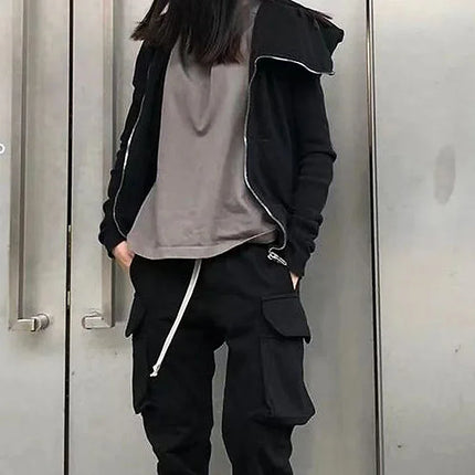 Black Zip Hoodie Rock Hip Hop / Hoodie Noir Zippé Rock Hip Hop
