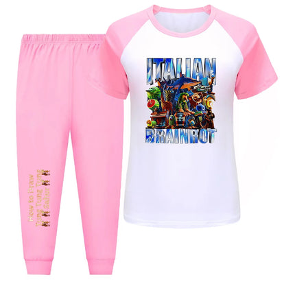 Italian Brainrot Bootleg Retro Meme Shark Tralalero Tralala Pajamas for Girls Clothes Baby Girl Clothes Outdoor Clothing Sets
