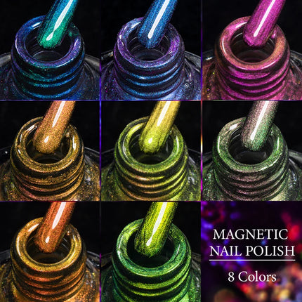 MEET ACROSS 8ml Magnetic Nail Polish Dubble Light Cat Eye Gel Nail Polish Semi-permanent Nail Polish Without Lamp Wave Polish